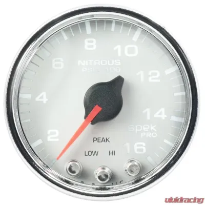 AutoMeter GAUGE; NITROUS PRESS; 2 1/16in.; 1600PSI; STEPPER MOTOR W/PK/WRN; WHT/CHRM; SPEK - P32011