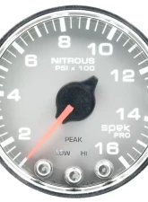 AutoMeter GAUGE; NITROUS PRESS; 2 1/16in.; 1600PSI; STEPPER MTR W/PK/WRN; SLVR/CHRM; SPEK                                     - P32021 - Image 2