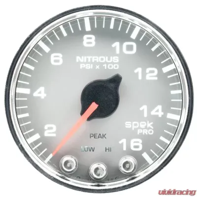 AutoMeter GAUGE; NITROUS PRESS; 2 1/16in.; 1600PSI; STEPPER MTR W/PK/WRN; SLVR/CHRM; SPEK - P32021