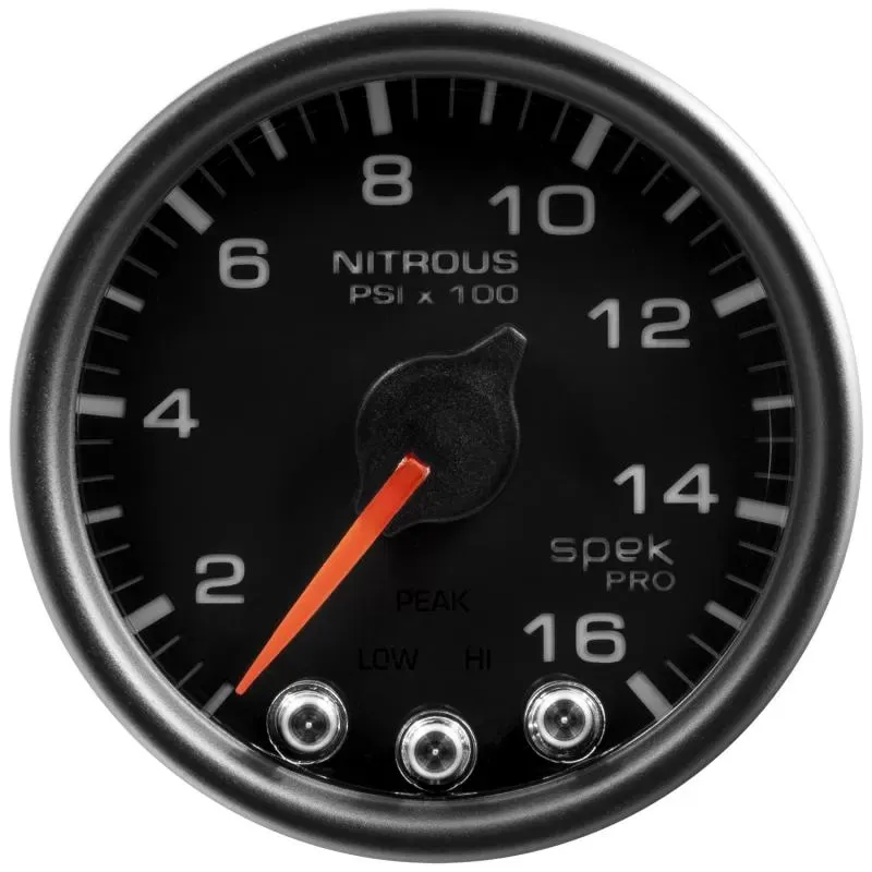 AutoMeter GAUGE; NITROUS PRESS; 2 1/16in.; 1600PSI; STEPPER MOTOR W/PK/WRN; BLK/BLK; SPEK - P32032