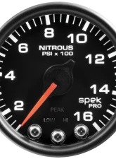 AutoMeter GAUGE; NITROUS PRESS; 2 1/16in.; 1600PSI; STEPPER MOTOR W/PK/WRN; BLK/BLK; SPEK                                     - P32032 - Image 2