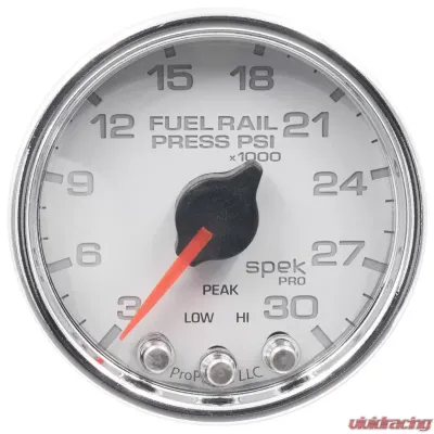 AutoMeter GAUGE; RAIL PRESS; 2 1/16in.; 30KPSI; STEPPER MOTOR W/PEAK/WARN; WHT/CHRM; SPEK - P32111