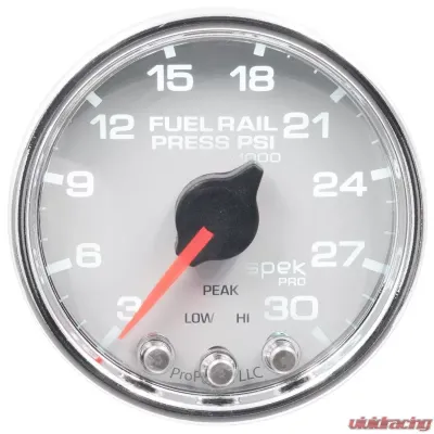 AutoMeter GAUGE; RAIL PRESS; 2 1/16in.; 30KPSI; STEPPER MOTOR W/PEAK/WARN; WHT/CHRM; SPEK - P32111