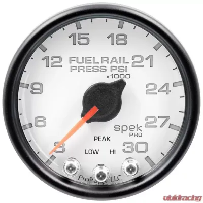 AutoMeter GAUGE; RAIL PRESS; 2 1/16in.; 30KPSI; STEPPER MOTOR W/PEAK/WARN; WHT/BLK; SPEK - P32112