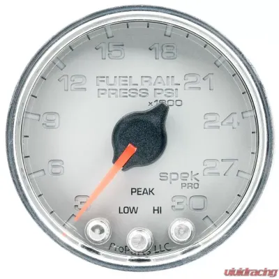 AutoMeter GAUGE; RAIL PRESS; 2 1/16in.; 30KPSI; STEPPER MOTOR W/PEAK/WARN; SLVR/CHRM; SPEK - P32121