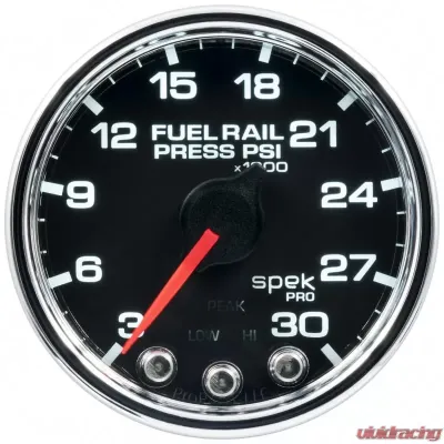 AutoMeter GAUGE; RAIL PRESS; 2 1/16in.; 30KPSI; STEPPER MOTOR W/PEAK/WARN; BLK/CHRM; SPEK - P32131
