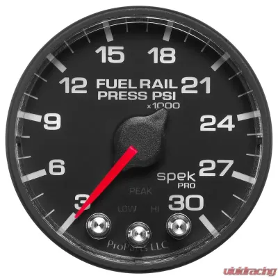 AutoMeter GAUGE; RAIL PRESS; 2 1/16in.; 30KPSI; STEPPER MOTOR W/PEAK/WARN; BLK/BLK; SPEK - P321328