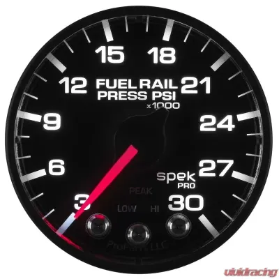 AutoMeter GAUGE; RAIL PRESS; 2 1/16in.; 30KPSI; STEPPER MOTOR W/PEAK/WARN; BLK/BLK; SPEK - P321328