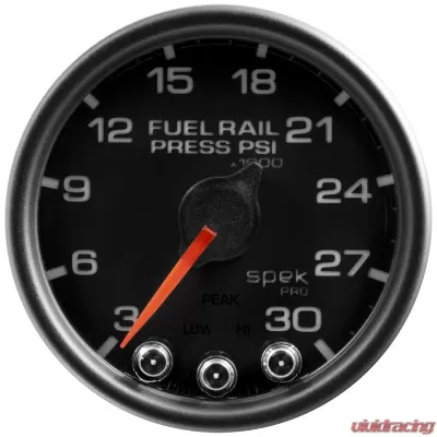 AutoMeter GAUGE; RAIL PRESS; 2 1/16in.; 30KPSI; STEPPER MOTOR W/PEAK/WARN; BLK/BLK; SPEK - P32132