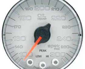AutoMeter GAUGE; OIL TEMP; 2 1/16in.; 300deg.F; STEPPER MOTOR W/PK/WRN; SLVR/CHRM; SPEK-PR