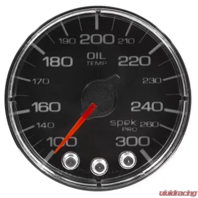 AutoMeter GAUGE; OIL TEMP; 2 1/16in.; 300deg.F; STEPPER MOTOR W/PEAK/WARN; BLK/CHRM; SPEK- - P322318