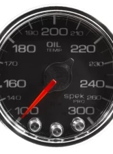 AutoMeter GAUGE; OIL TEMP; 2 1/16in.; 300deg.F; STEPPER MOTOR W/PEAK/WARN; BLK/CHRM; SPEK-                                     - P32231 - Image 3