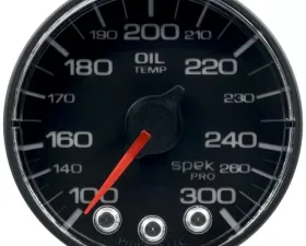 AutoMeter GAUGE; OIL TEMP; 2 1/16in.; 300deg.F; STEPPER MTR W/PK/WRN; BK/BK; SPEK; NO O-RI