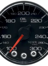 AutoMeter GAUGE; OIL TEMP; 2 1/16in.; 300deg.F; STEPPER MTR W/PK/WRN; BK/BK; SPEK; NO O-RI                                     - P322324 - Image 3