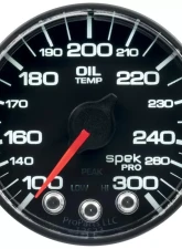 AutoMeter GAUGE; OIL TEMP; 2 1/16in.; 300deg.F; STEPPER MTR W/PK/WRN; BK/BK; SPEK; NO O-RI                                     - P322324 - Image 2