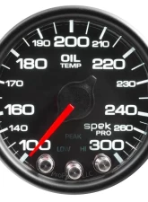 AutoMeter GAUGE; OIL TEMP; 2 1/16in.; 300deg.F; STEPPER MOTOR W/PEAK/WARN; BLK/BLK; SPEK-P                                     - P32232 - Image 2