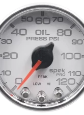 AutoMeter GAUGE; OIL PRESS; 2 1/16in.; 120PSI; STEPPER MOTOR W/PEAK/WARN; WHT/CHRM; SPEK                                     - P32511 - Image 3