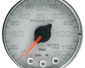 AutoMeter GAUGE; OIL PRESS; 2 1/16in.; 120PSI; STEPPER MOTOR W/PEAK/WARN; SLVR/CHRM; SPEK