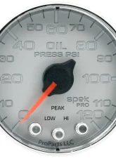 AutoMeter GAUGE; OIL PRESS; 2 1/16in.; 120PSI; STEPPER MOTOR W/PEAK/WARN; SLVR/CHRM; SPEK                                     - P325218 - Image 3