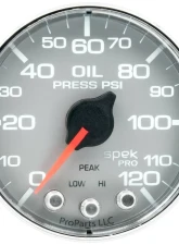 AutoMeter GAUGE; OIL PRESS; 2 1/16in.; 120PSI; STEPPER MOTOR W/PEAK/WARN; SLVR/CHRM; SPEK                                     - P325218 - Image 2
