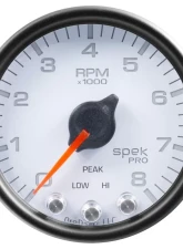 AutoMeter GAUGE; TACH; 2 1/16in.; 8K RPM; W/SHIFT LIGHT/PEAK MEM; WHT/BLK; SPEK-PRO                                     - P33412 - Image 3