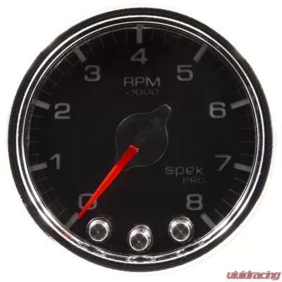 AutoMeter GAUGE; TACH; 2 1/16in.; 8K RPM; W/SHIFT LIGHT/PEAK MEM; BLK/CHRM; SPEK-PRO - P33431