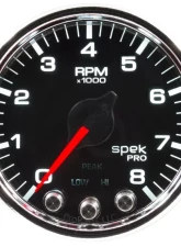 AutoMeter GAUGE; TACH; 2 1/16in.; 8K RPM; W/SHIFT LIGHT/PEAK MEM; BLK/CHRM; SPEK-PRO                                     - P33431 - Image 2