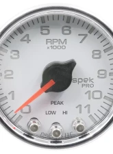 AutoMeter GAUGE; TACH; 2 1/16in.; 11K RPM; W/SHIFT LIGHT/PEAK MEM; WHT/CHRM; SPEK-PRO                                     - P33611 - Image 3