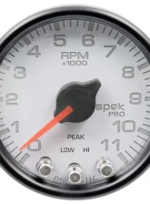 AutoMeter GAUGE; TACH; 2 1/16in.; 11K RPM; W/SHIFT LIGHT/PEAK MEM; WHT/BLK; SPEK-PRO                                     - P33612 - Image 3