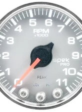 AutoMeter GAUGE; TACH; 2 1/16in.; 11K RPM; W/SHIFT LIGHT/PEAK MEM; SLVR/CHRM; SPEK-PRO                                     - P33621 - Image 2