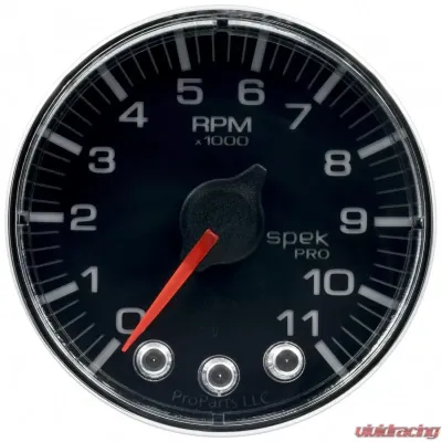 AutoMeter GAUGE; TACH; 2 1/16in.; 11K RPM; W/SHIFT LIGHT/PEAK MEM; BLK/CHRM; SPEK-PRO - P336318