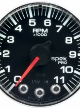 AutoMeter GAUGE; TACH; 2 1/16in.; 11K RPM; W/SHIFT LIGHT/PEAK MEM; BLK/CHRM; SPEK-PRO                                     - P336318 - Image 2