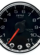 AutoMeter GAUGE; TACH; 2 1/16in.; 11K RPM; W/SHIFT LIGHT/PEAK MEM; BLK/CHRM; SPEK-PRO                                     - P33631 - Image 3