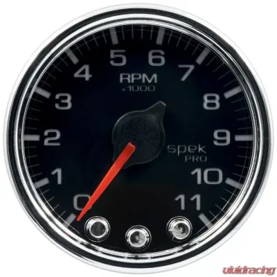 AutoMeter GAUGE; TACH; 2 1/16in.; 11K RPM; W/SHIFT LIGHT/PEAK MEM; BLK/CHRM; SPEK-PRO - P33631