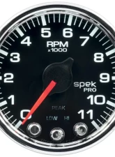 AutoMeter GAUGE; TACH; 2 1/16in.; 11K RPM; W/SHIFT LIGHT/PEAK MEM; BLK/CHRM; SPEK-PRO                                     - P33631 - Image 2