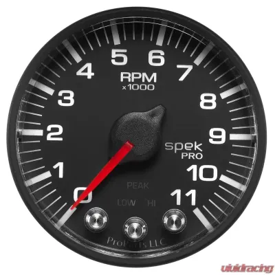 AutoMeter GAUGE; TACH; 2 1/16in.; 11K RPM; W/SHIFT LIGHT/PEAK MEM; BLK/BLK; SPEK-PRO - P336328