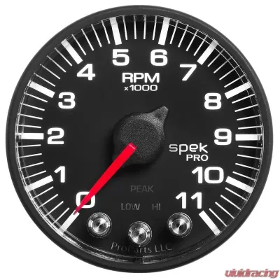 AutoMeter GAUGE; TACH; 2 1/16in.; 11K RPM; W/SHIFT LIGHT/PEAK MEM; BLK/BLK; SPEK-PRO - P336328