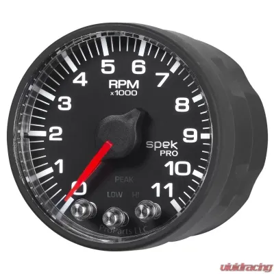 AutoMeter GAUGE; TACH; 2 1/16in.; 11K RPM; W/SHIFT LIGHT/PEAK MEM; BLK/BLK; SPEK-PRO - P336328