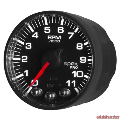AutoMeter GAUGE; TACH; 2 1/16in.; 11K RPM; W/SHIFT LIGHT/PEAK MEM; BLK/BLK; SPEK-PRO - P336328