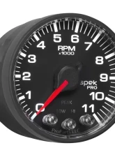 AutoMeter GAUGE; TACH; 2 1/16in.; 11K RPM; W/SHIFT LIGHT/PEAK MEM; BLK/BLK; SPEK-PRO                                     - P336328 - Image 6