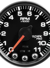 AutoMeter GAUGE; TACH; 2 1/16in.; 11K RPM; W/SHIFT LIGHT/PEAK MEM; BLK/BLK; SPEK-PRO                                     - P33632 - Image 2