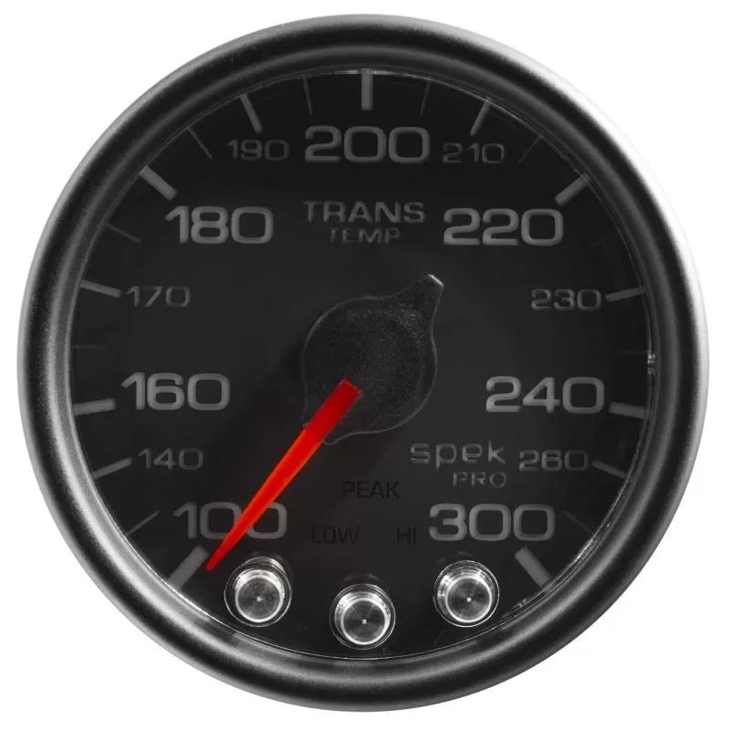 AutoMeter GAUGE; TRANS TEMP; 2 1/16in.; 300deg.F; STEPPER MOTOR W/PEAK/WRN; BLK/BLK; SPEK- - P34232