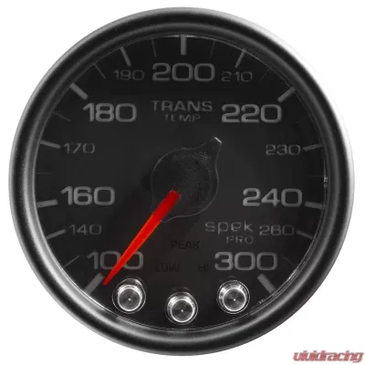 AutoMeter GAUGE; TRANS TEMP; 2 1/16in.; 300deg.F; STEPPER MOTOR W/PEAK/WRN; BLK/BLK; SPEK- - P34232