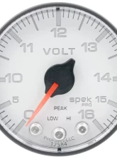 AutoMeter GAUGE; VOLTMETER; 2 1/16in.; 16V; STEPPER MOTOR W/PEAK/WARN; WHT/BLK; SPEK-PRO                                     - P344128 - Image 3