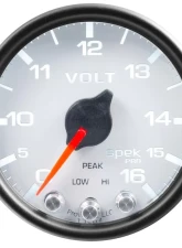 AutoMeter GAUGE; VOLTMETER; 2 1/16in.; 16V; STEPPER MOTOR W/PEAK/WARN; WHT/BLK; SPEK-PRO                                     - P34412 - Image 2