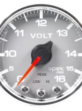 AutoMeter GAUGE; VOLTMETER; 2 1/16in.; 16V; STEPPER MOTOR W/PEAK/WARN; SLVR/CHRM; SPEK-PRO                                     - P34421 - Image 2
