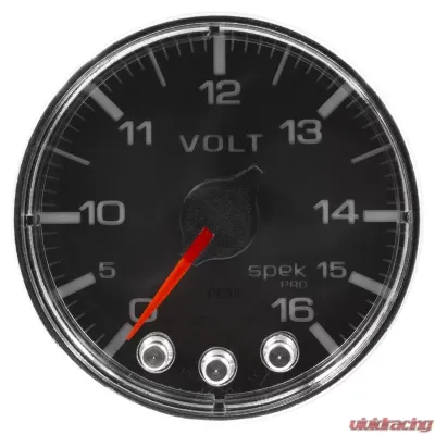 AutoMeter GAUGE; VOLTMETER; 2 1/16in.; 16V; STEPPER MOTOR W/PEAK/WARN; BLK/CHRM; SPEK-PRO - P344318