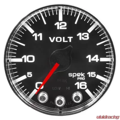 AutoMeter GAUGE; VOLTMETER; 2 1/16in.; 16V; STEPPER MOTOR W/PEAK/WARN; BLK/CHRM; SPEK-PRO - P344318
