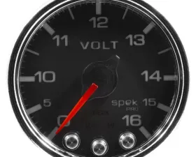 AutoMeter GAUGE; VOLTMETER; 2 1/16in.; 16V; STEPPER MOTOR W/PEAK/WARN; BLK/CHRM; SPEK-PRO