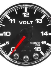 AutoMeter GAUGE; VOLTMETER; 2 1/16in.; 16V; STEPPER MOTOR W/PEAK/WARN; BLK/CHRM; SPEK-PRO                                     - P34431 - Image 2
